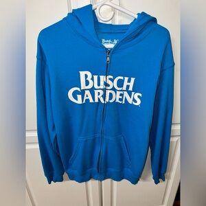 Busch Gardens Blue Zip Up Jacket with Hood.